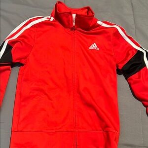 Adidas Kids Red Jacket with White Stripes